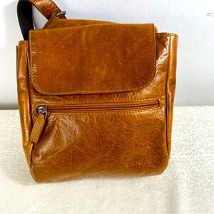 Jack Georges Crossbody Bag Leather Brown Organizer Purse Adjustable Strap